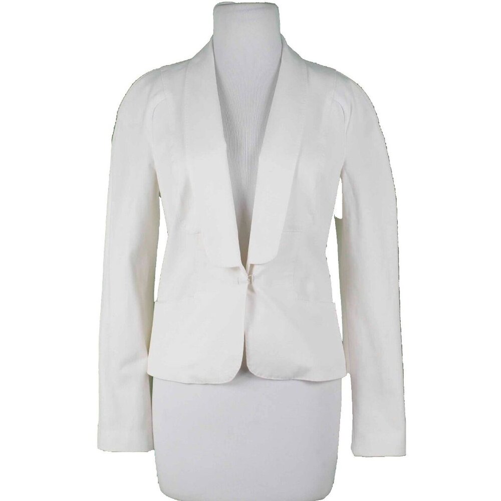 Leon Max Limited Edition $248 Sz 2 Ivory Lined Pockets Cotton Blend Jacket